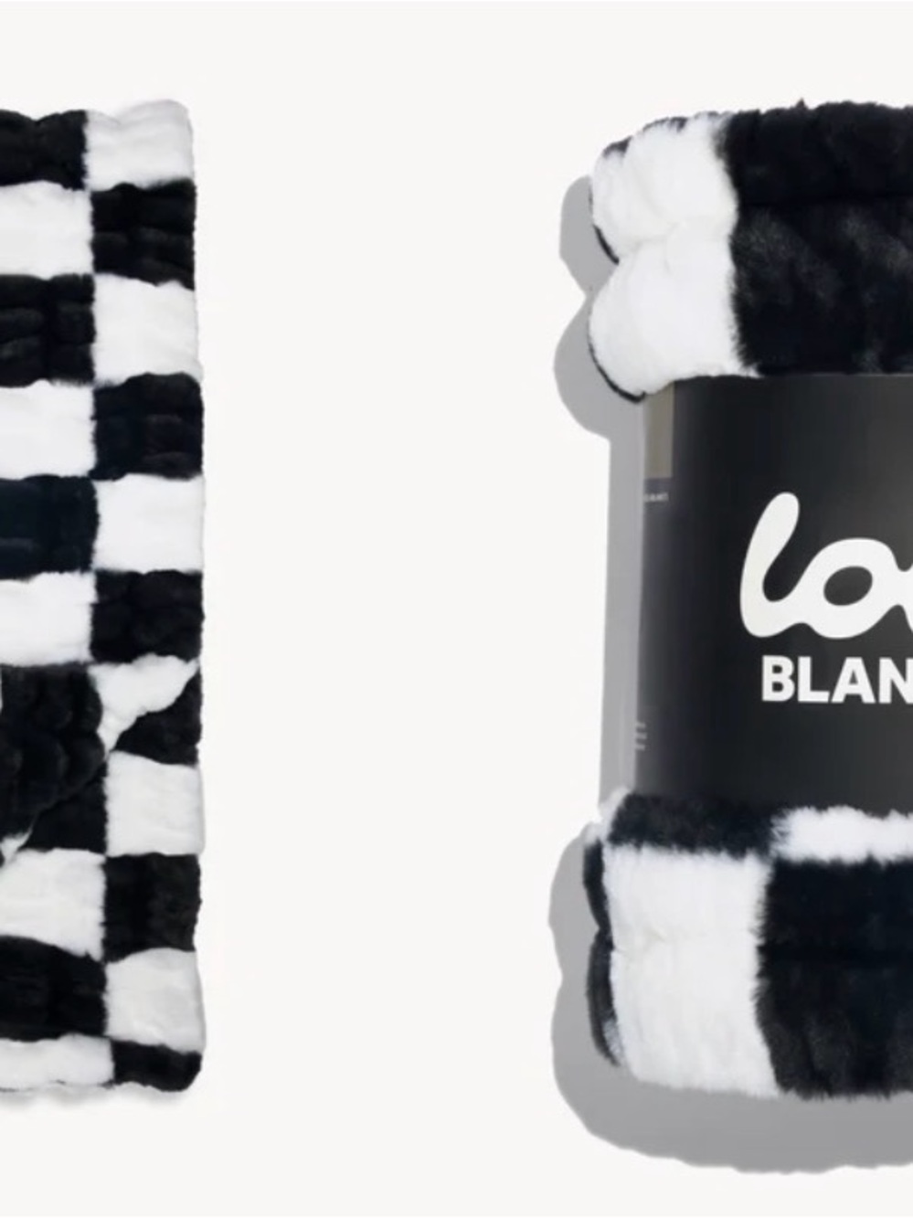 New with tags on! Unopened LOLA blanket, size medium! Black and white check